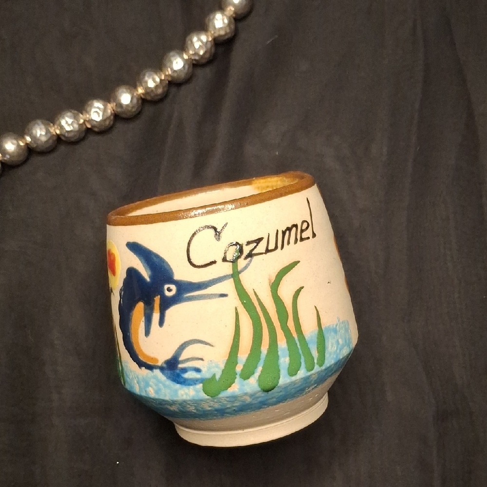 Handcrafted Cozumel Ceramic Art Piece - Blue and Green
